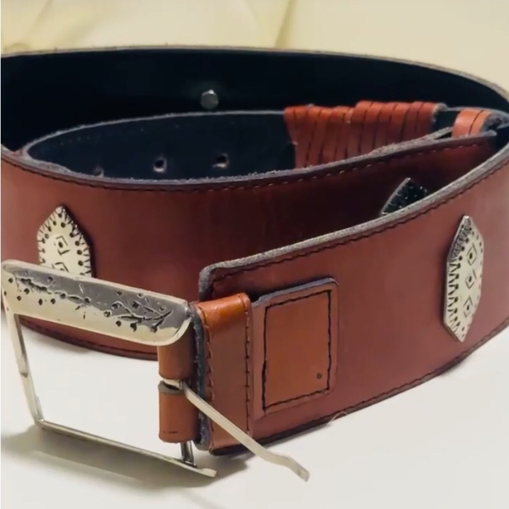Apex Genuine Leather Belt Brown Classic Casual Dress Belt Vintage Style  Size 37